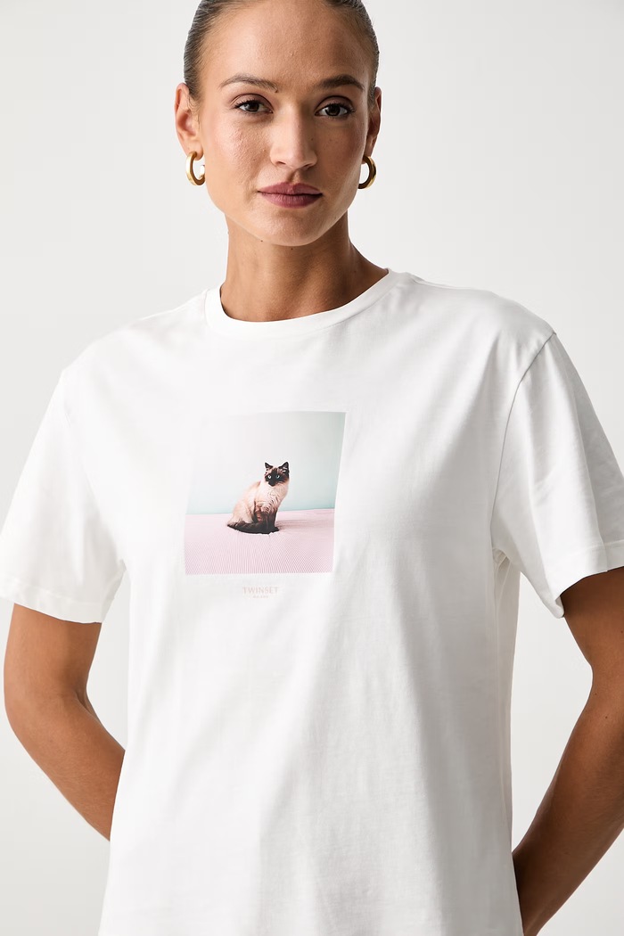 Twinset тениска дамска от памук бял 262TF2090