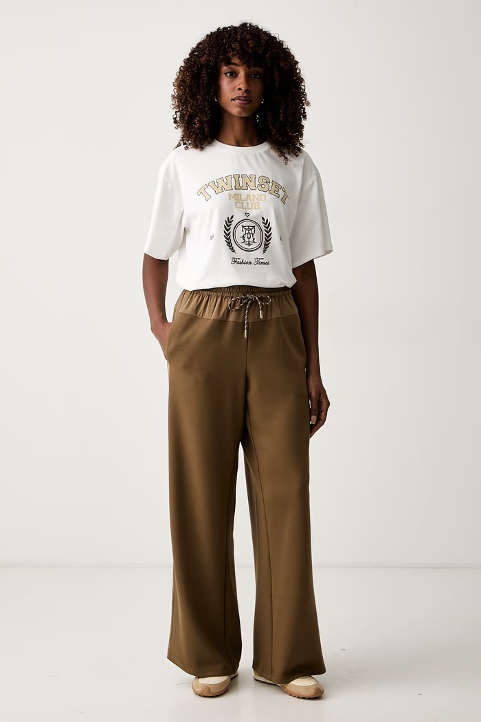 Twinset T-shirt damski bawełniany z elastanem 262LI2GFF biały AW26
