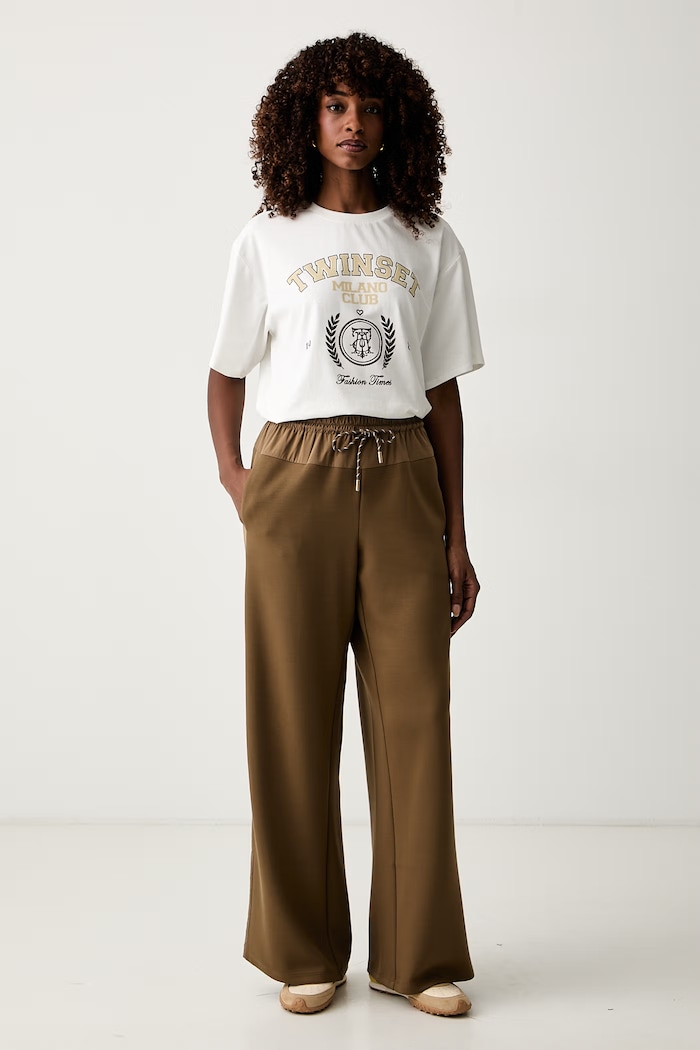 Twinset T-shirt damski bawełniany z elastanem 262LI2GFF biały AW26