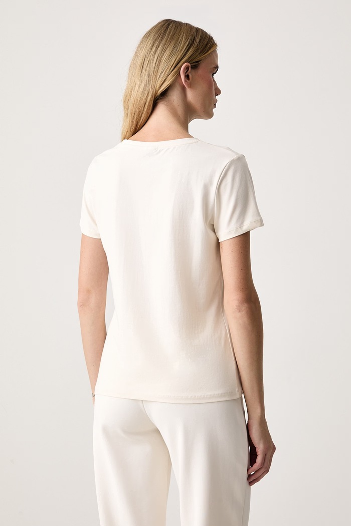 Odzież Guess T-shirt damski z bawełną FABRIZIA V6BI19.K6749 beżowy