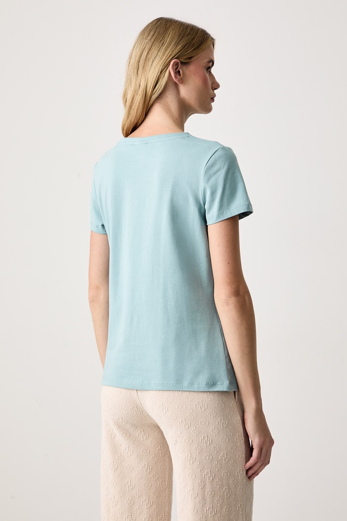 Odzież Guess T-shirt damski z bawełną FABRIZIA V6BI19.K6749 niebieski