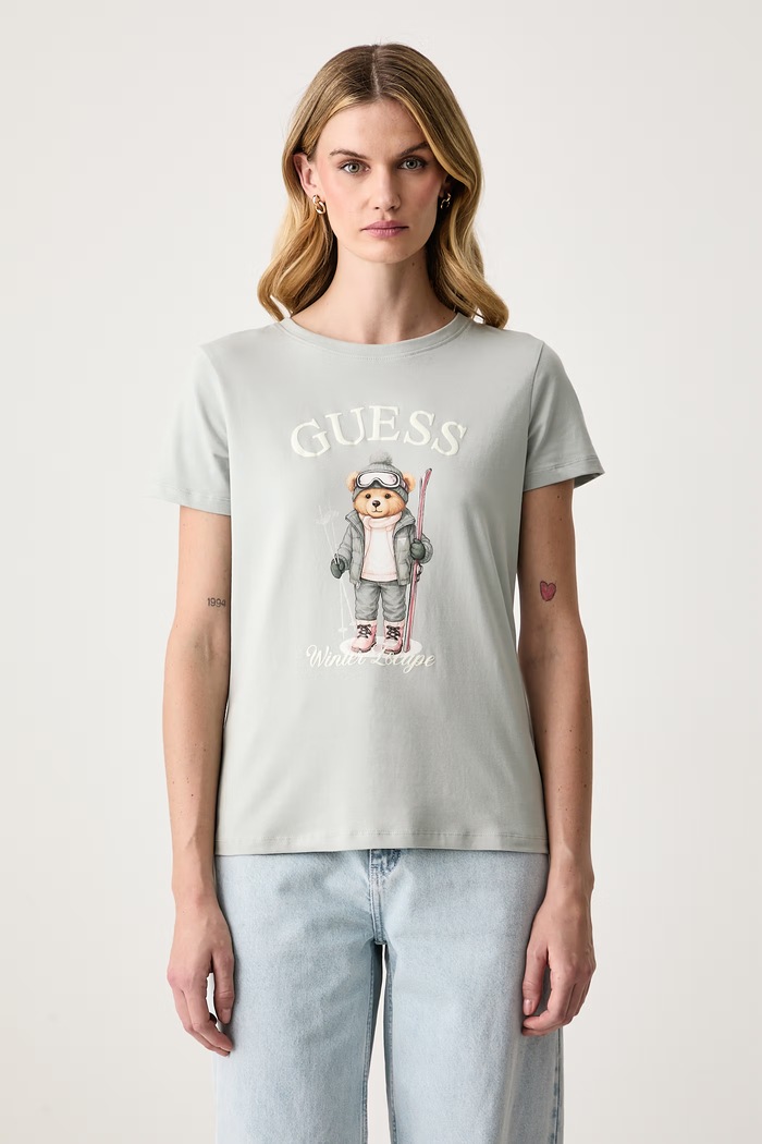 Guess T-shirt damski z bawełną FABRIZIA niebieski V6BI19.K6749