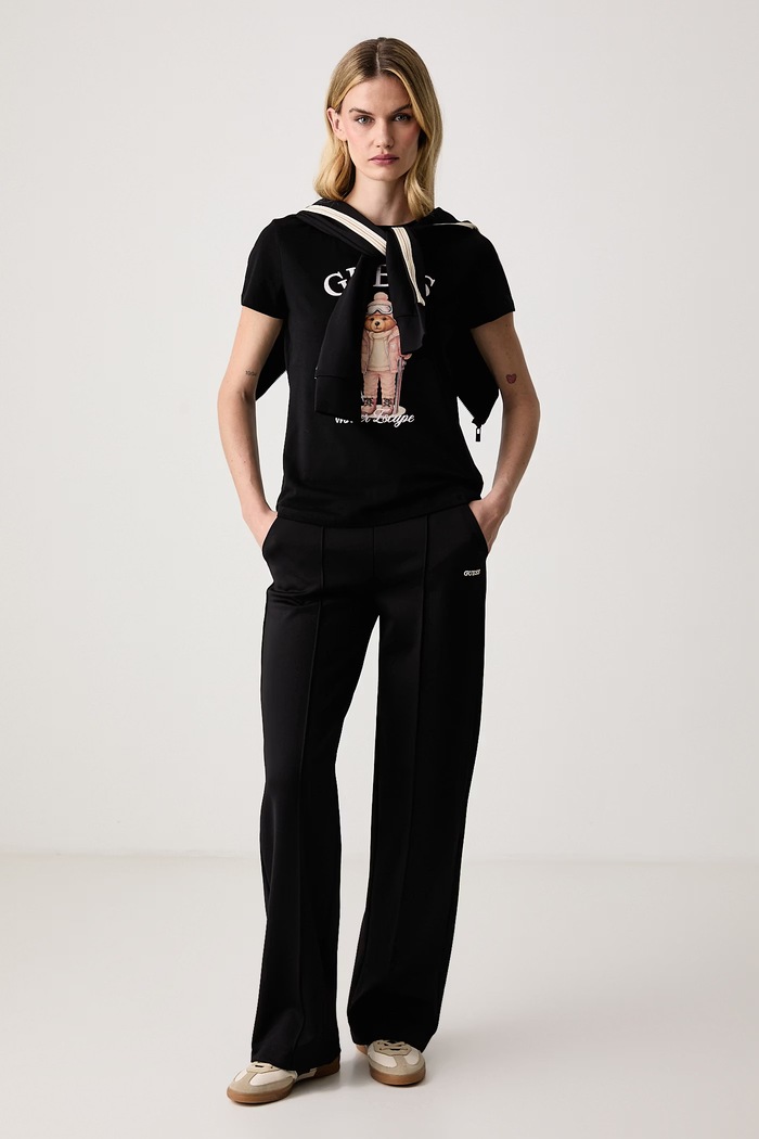 Guess T-shirt damski z bawełną FABRIZIA V6BI19.K6749 czarny AW26