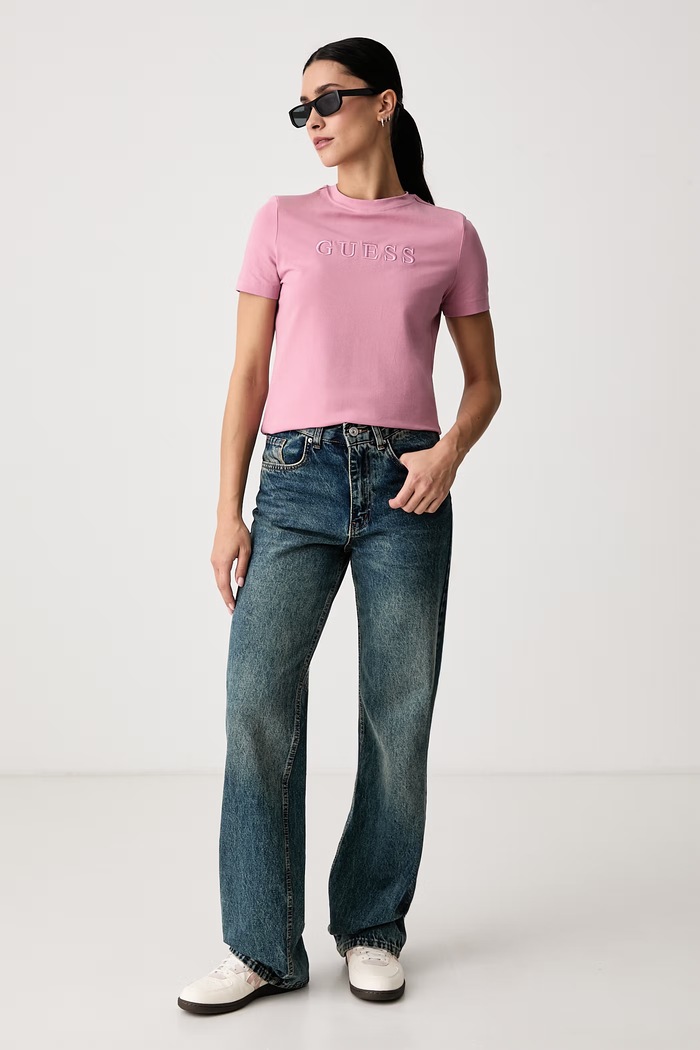 Guess Majica za žene od pamuka s elastanom GRAZIA V6BI17.K6746 roza AW26