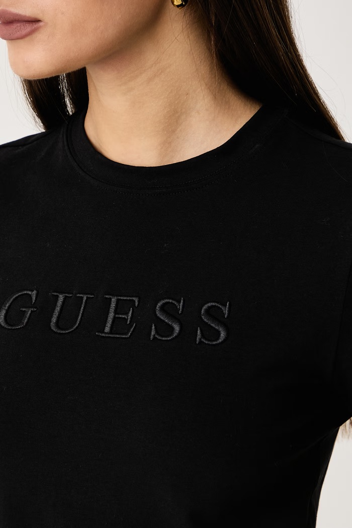 T-shirt γυναικείο βαμβακερό με ελαστάν GRAZIA Guess V6BI17.K6746 μαύρο