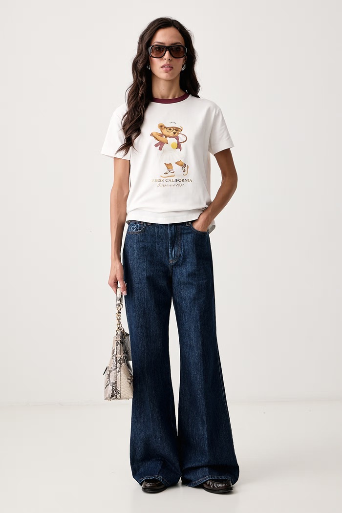 Guess T-shirt damski z bawełną V6BI14.K6742 biały AW26