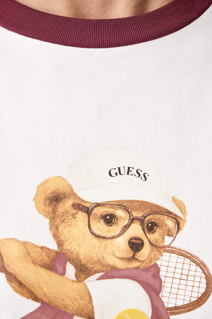 T-shirt damski z bawełną Guess biały V6BI14.K6742