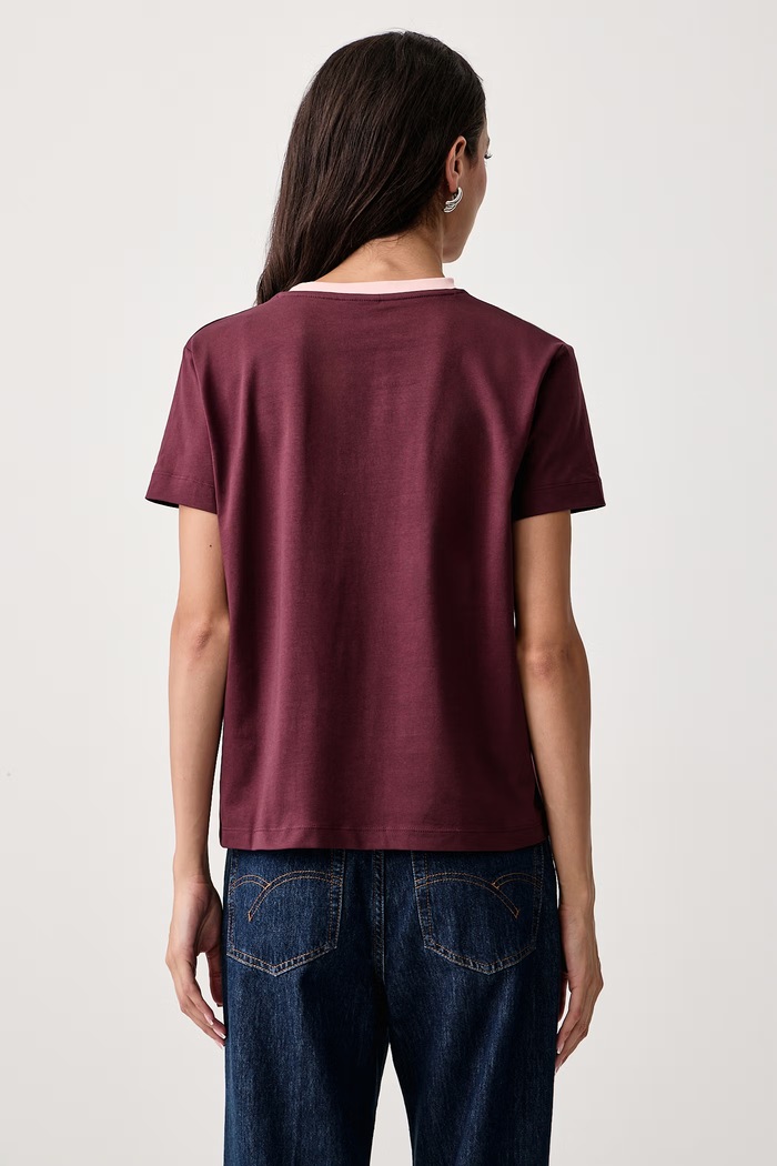 Odzież Guess T-shirt damski z bawełną V6BI14.K6742 bordowy