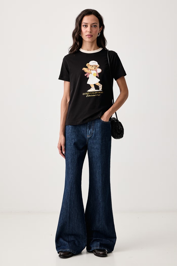 Guess T-shirt damski z bawełną V6BI14.K6742 czarny AW26