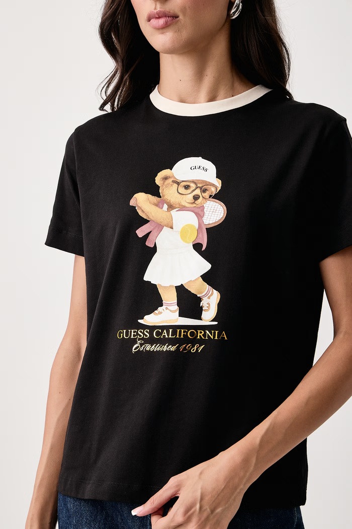T-shirt damski z bawełną Guess V6BI14.K6742 czarny
