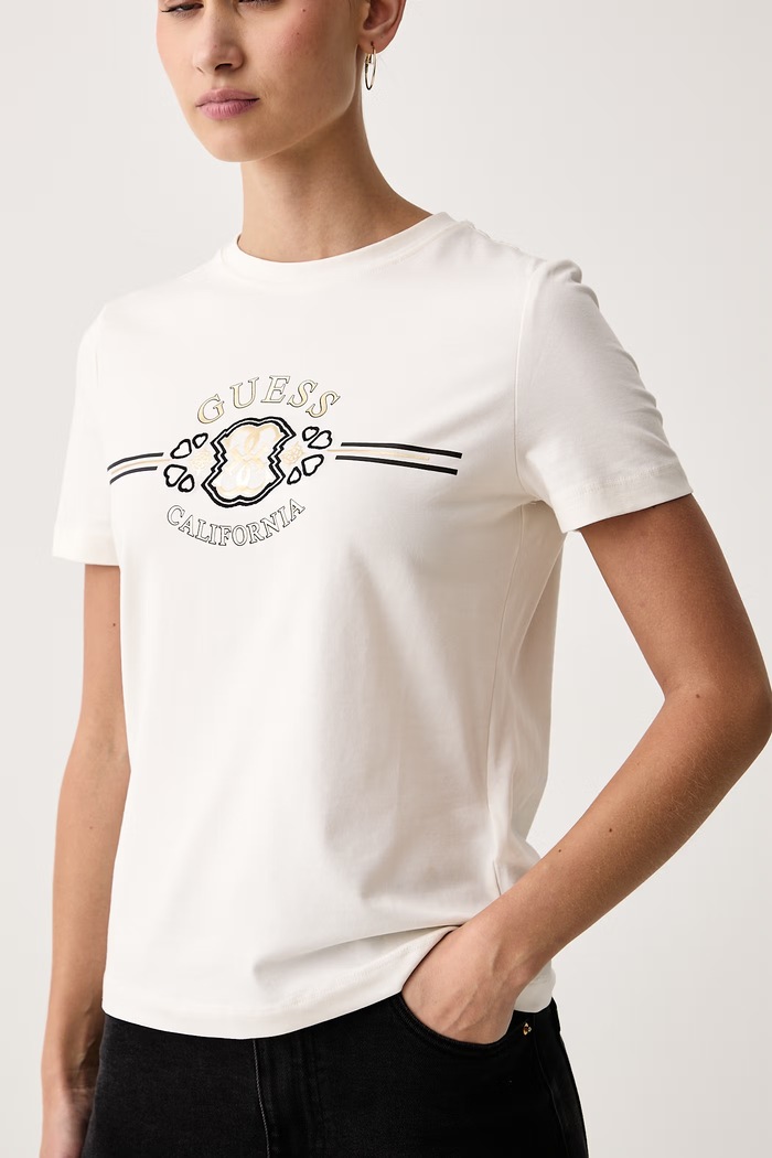 Oblečenie Guess Tričko dámske s bavlnou MICHELA V6BI08.K6275 béžová
