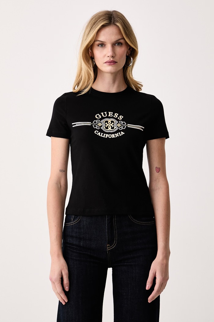 Guess Tričko dámske s bavlnou MICHELA čierna V6BI08.K6275