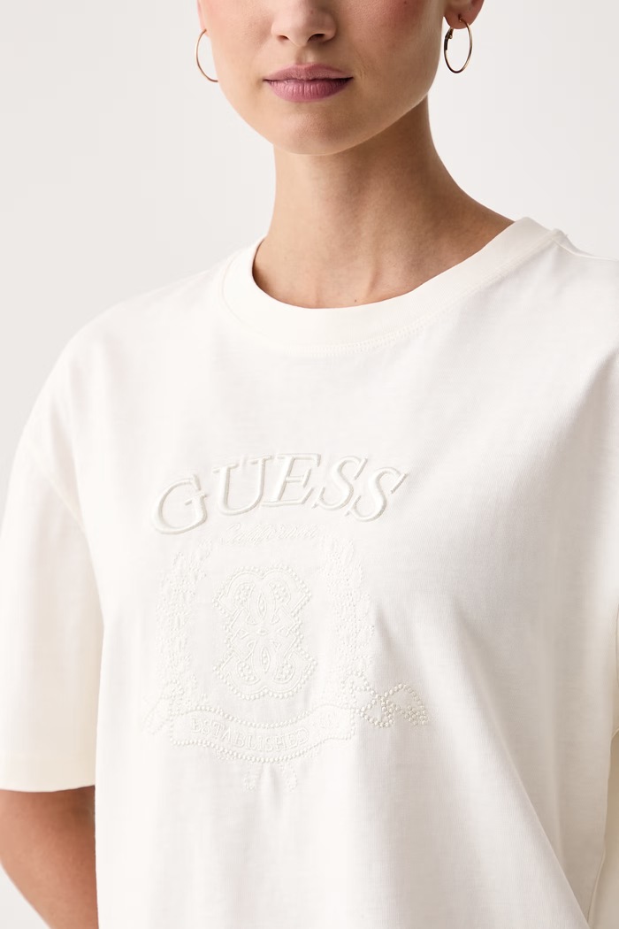 Oblečenie Guess Tričko dámske bavlnené SIBILLA V6BI04.K6270 béžová