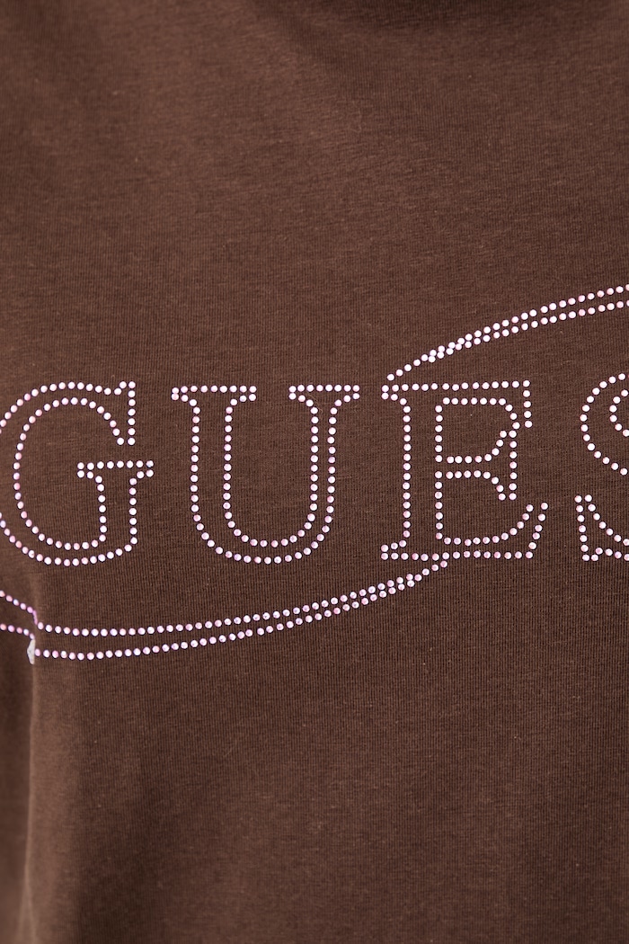 T-shirt γυναικείο με βαμβάκι Guess καφέ V6BI01.K6248