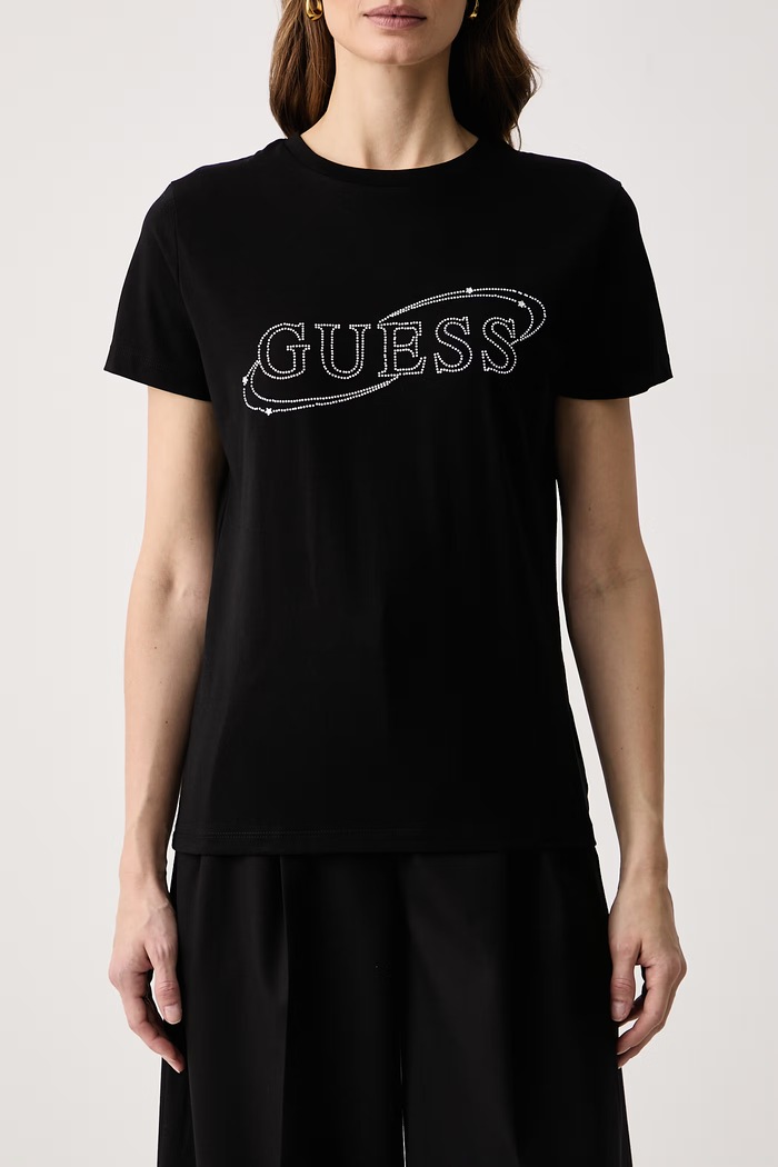 T-shirt damski z bawełną Guess V6BI01.K6248 czarny