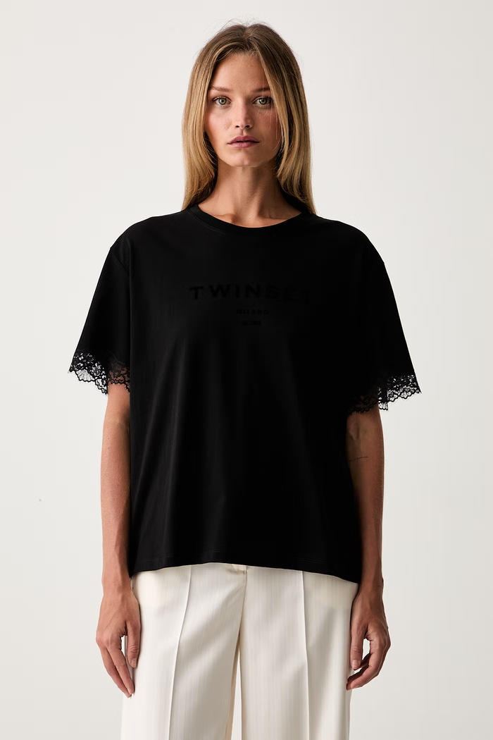 Twinset majica od pamuka crna 262TP2304
