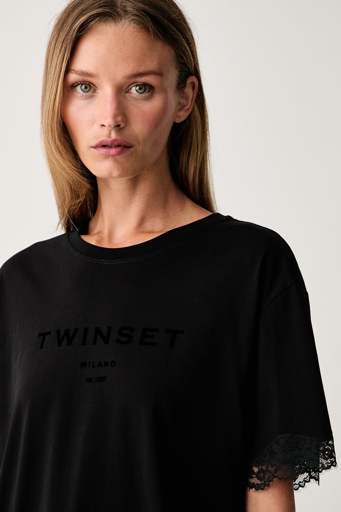 Twinset majica od pamuka crna 262TP2304