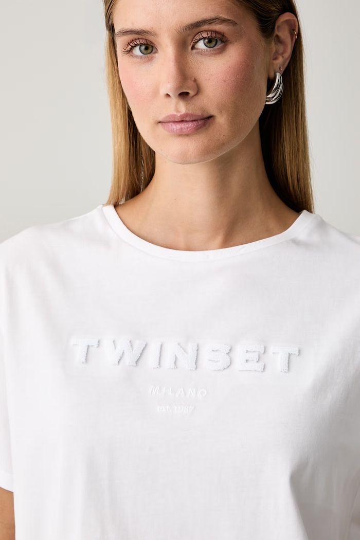 Twinset T-shirt damski bawełniany biały 262TP2303