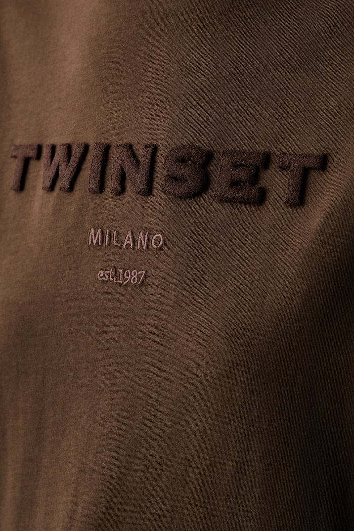 Twinset majica za žene od pamuka 262TP2303 smeđa