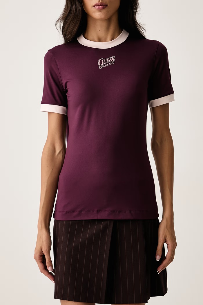 T-shirt damski Guess W6BI48.K6416 fioletowy