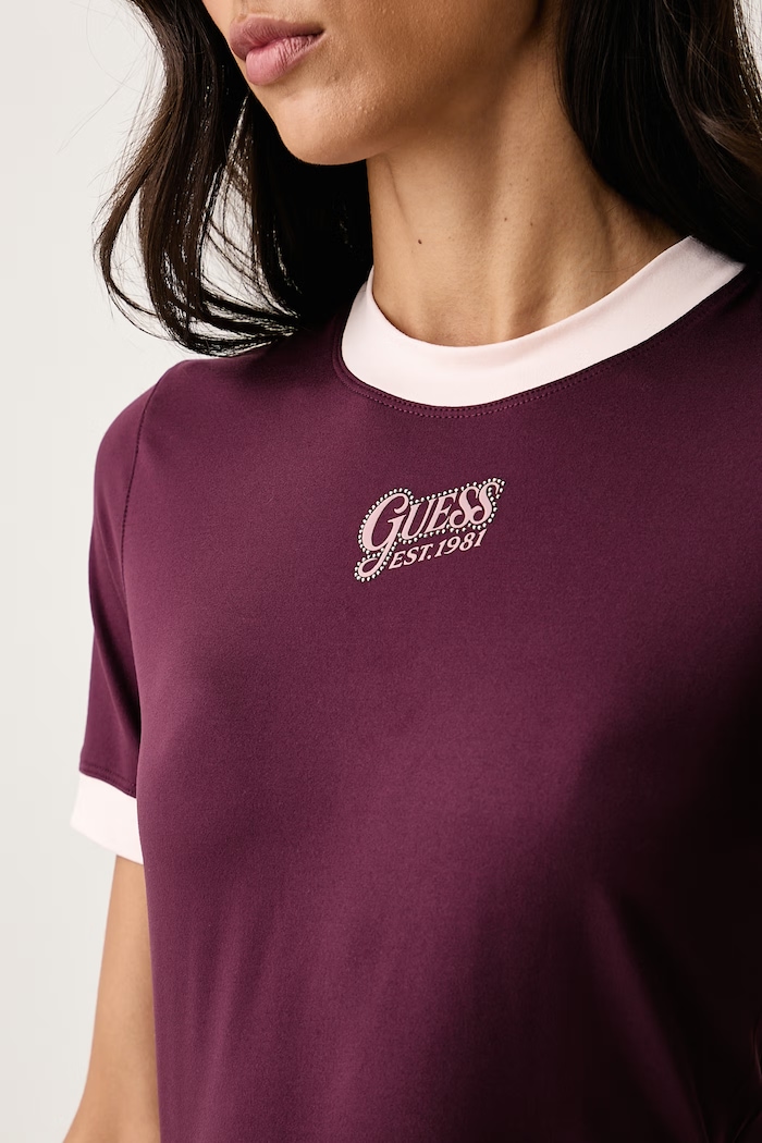 T-shirt damski Guess fioletowy W6BI48.K6416
