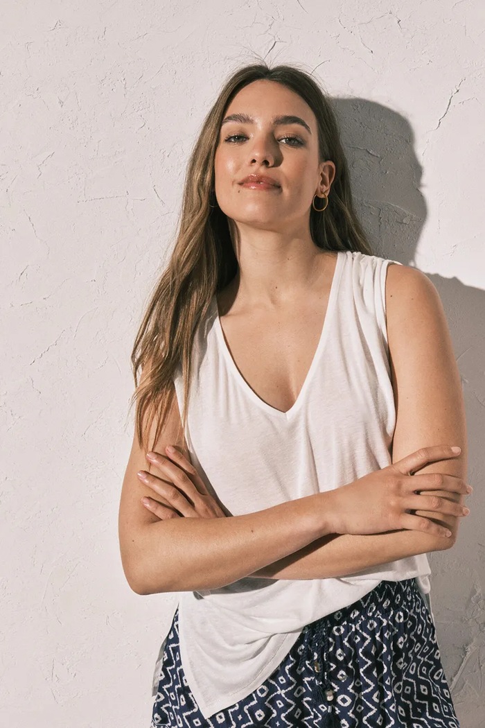 women'secret top damski z dodatkiem lnu biały 3274513