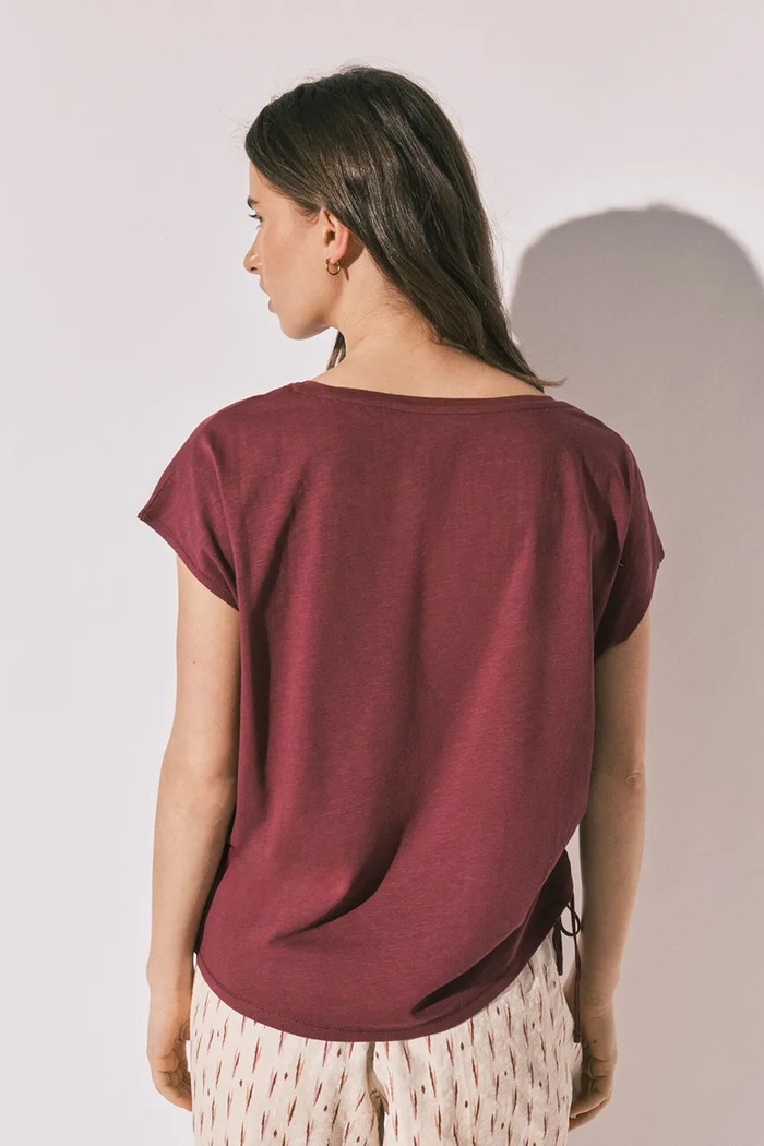 women'secret T-shirt basic damski bawełniany 3274518 bordowy AW26