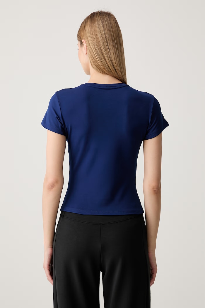Oblečenie adidas Performance športové tričko dámske Three Stripes Studio KY8005 tmavomodrá