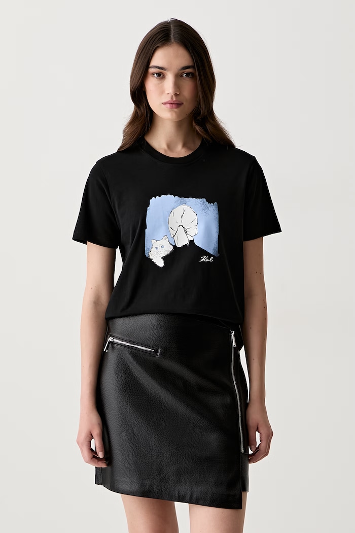 Karl Lagerfeld t-shirt γυναικείο βαμβακερό μαύρο B3W17069