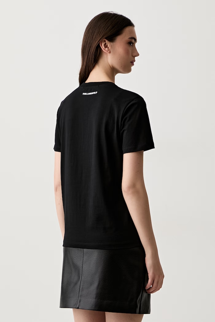 Ρούχα Karl Lagerfeld t-shirt γυναικείο βαμβακερό B3W17069 μαύρο