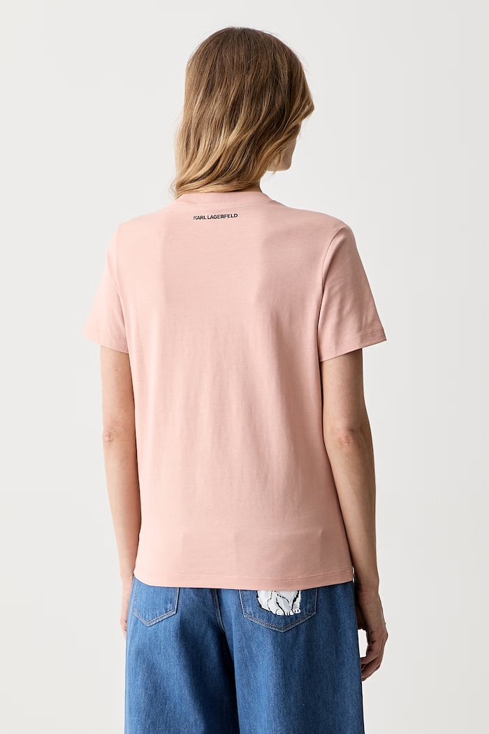 Odzież Karl Lagerfeld T-shirt basic damski bawełniany B3W17074 różowy