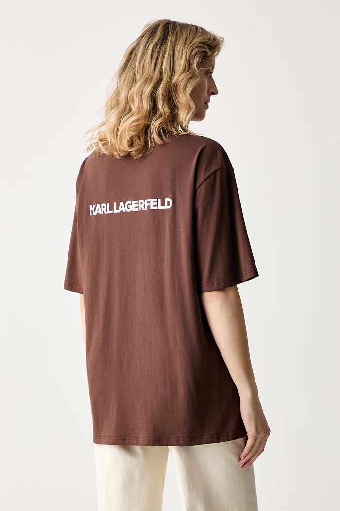 Ρούχα Karl Lagerfeld t-shirt γυναικείο βαμβακερό B3W44018 καφέ