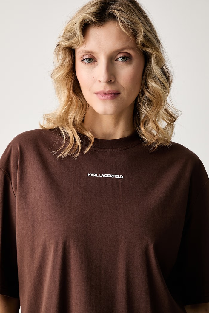 Karl Lagerfeld t-shirt γυναικείο βαμβακερό καφέ B3W44018