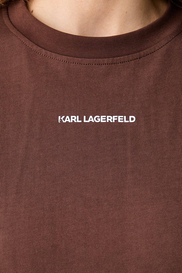 Karl Lagerfeld t-shirt γυναικείο βαμβακερό B3W44018 καφέ