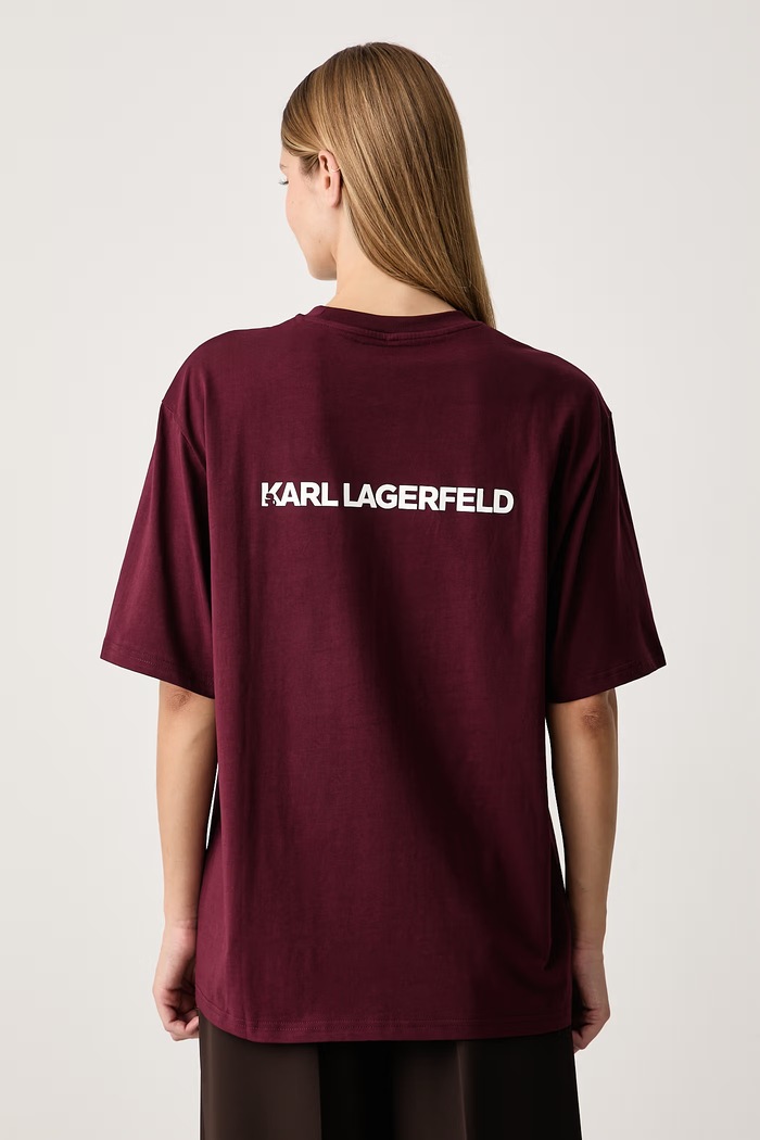 Karl Lagerfeld T-shirt damski bawełniany bordowy B3W44018
