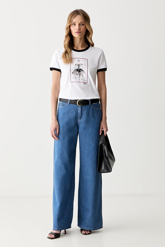 Karl Lagerfeld t-shirt da donna in cotone B3W17087 bianco AW26