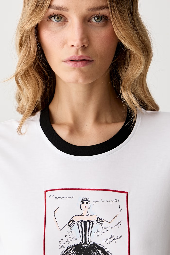 Karl Lagerfeld t-shirt da donna in cotone bianco B3W17087