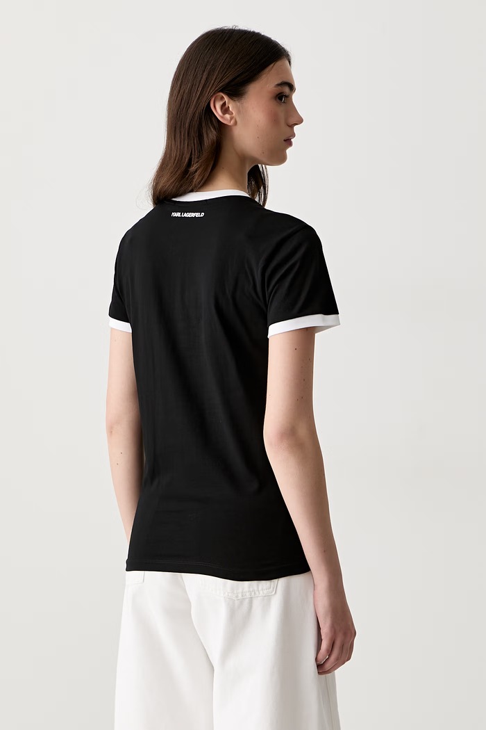 Ρούχα Karl Lagerfeld t-shirt γυναικείο βαμβακερό B3W17087 μαύρο