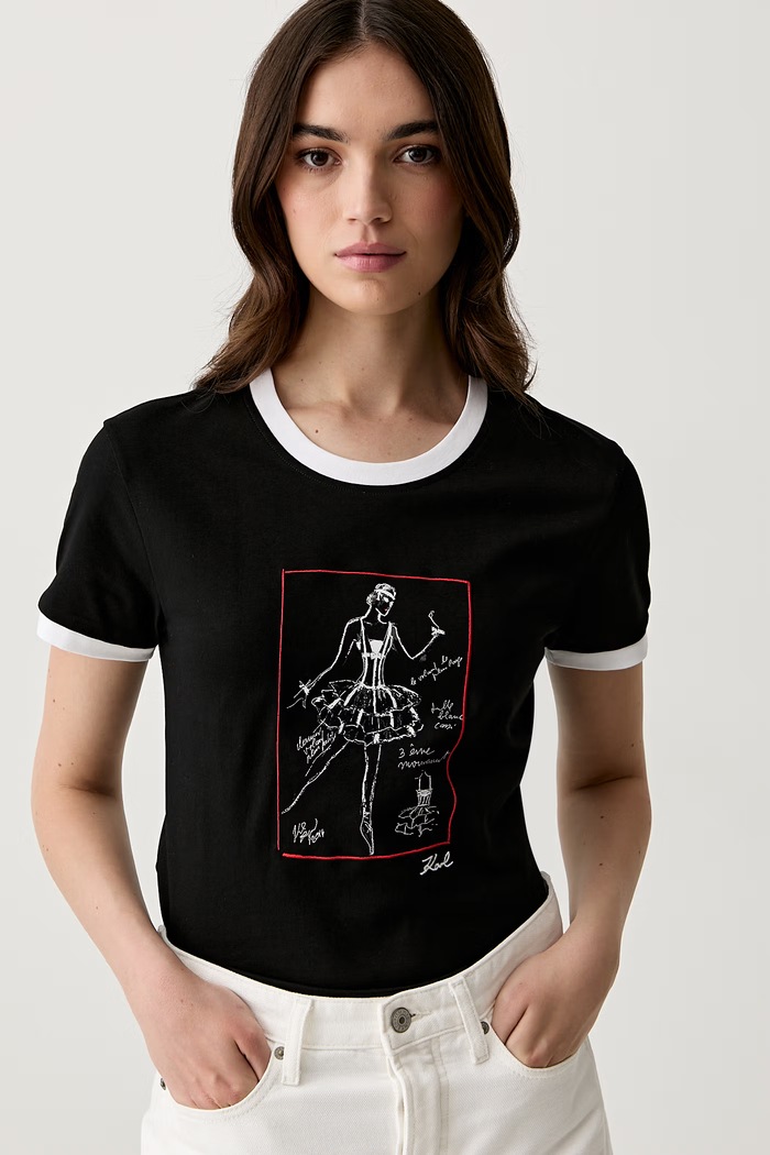 Karl Lagerfeld tricou pentru femei din bumbac negru B3W17087