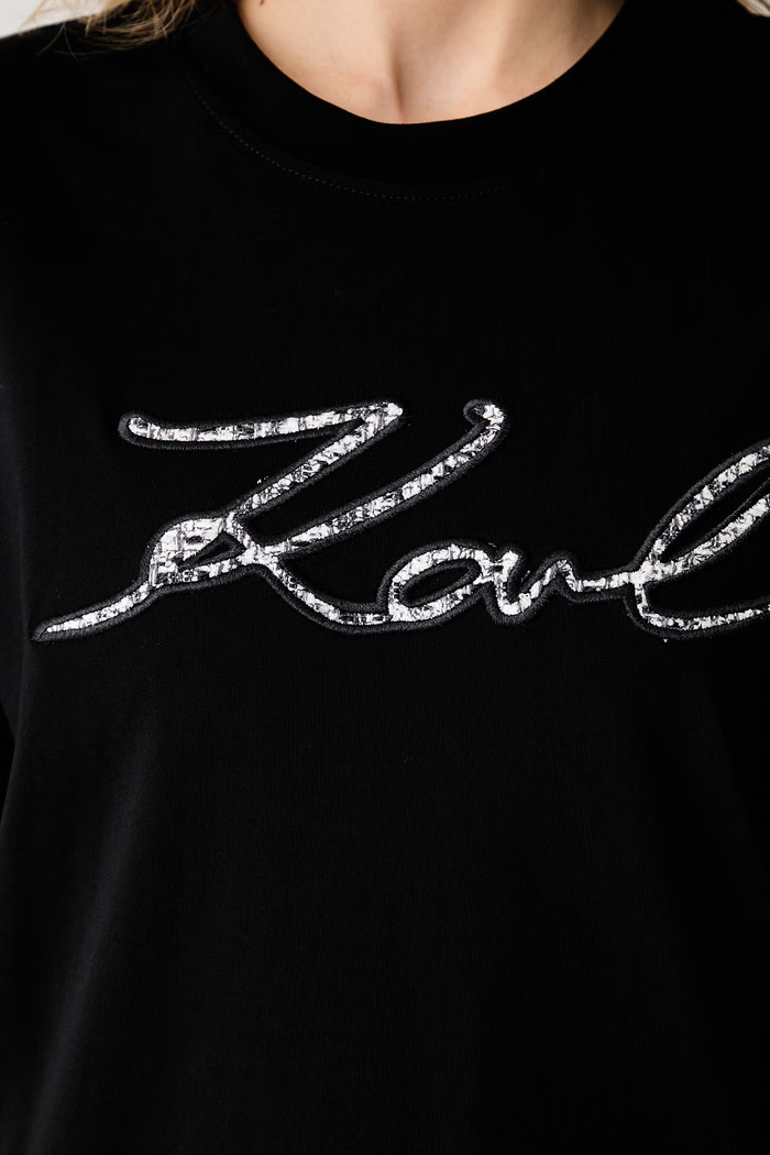 Karl Lagerfeld t-shirt da donna in cotone B3W17089 nero