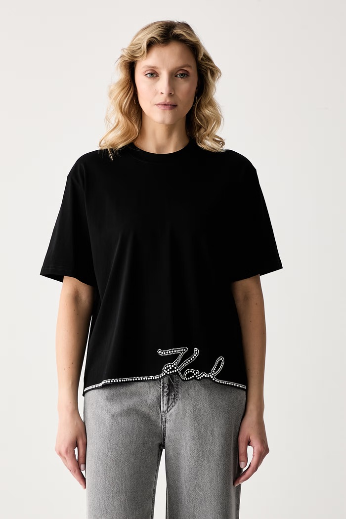 Karl Lagerfeld T-shirt γυναικείο βαμβακερό μαύρο B3W17065