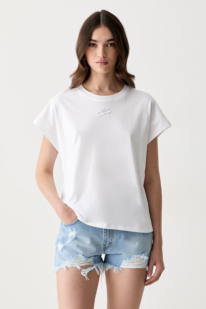 Karl Lagerfeld tricou pentru femei din bumbac alb B3W17070