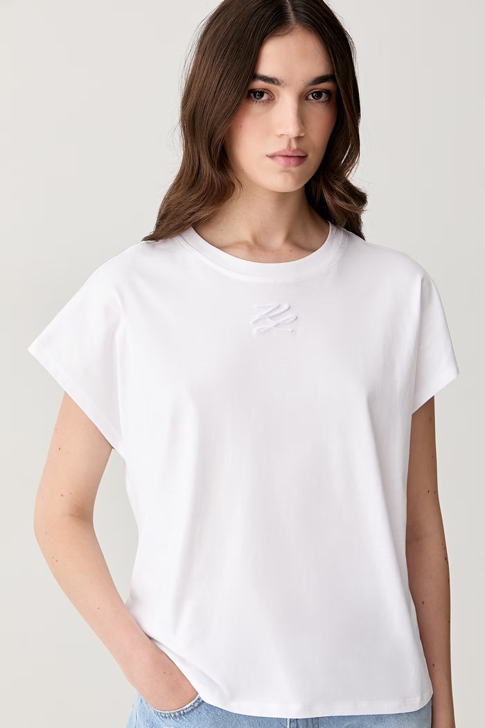 Karl Lagerfeld tricou pentru femei din bumbac alb B3W17070