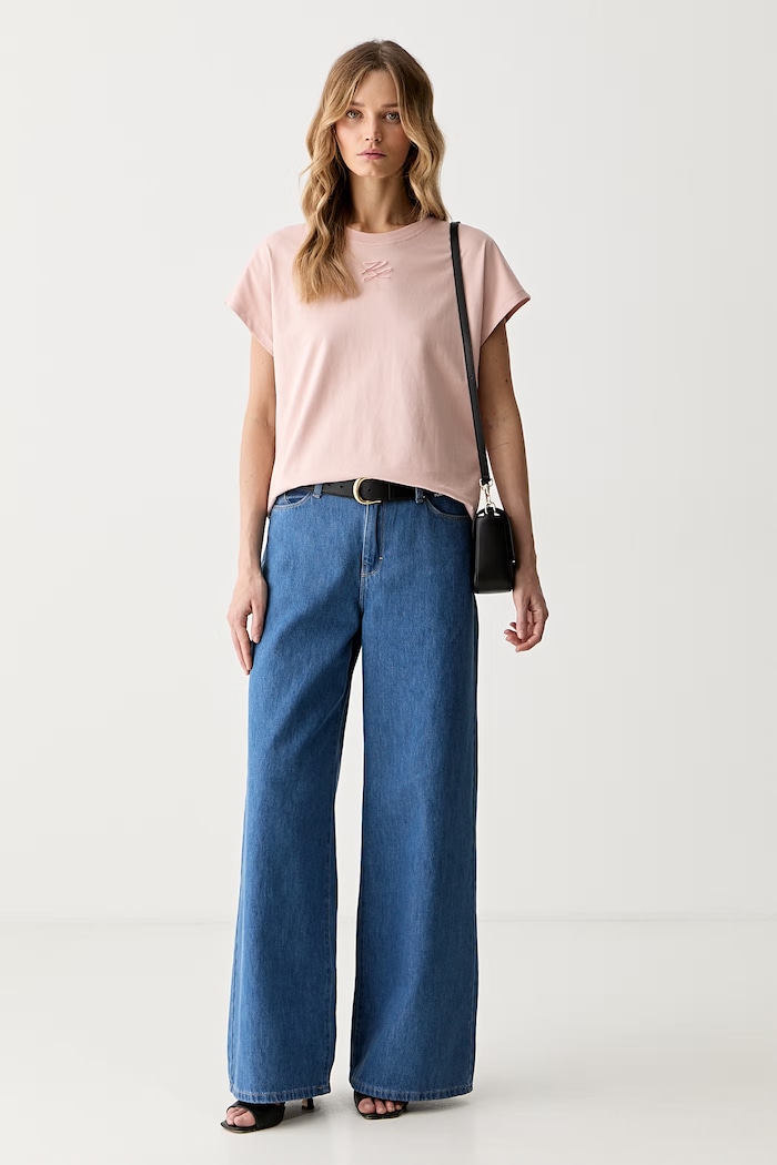 Karl Lagerfeld t-shirt da donna in cotone B3W17070 rosa AW26