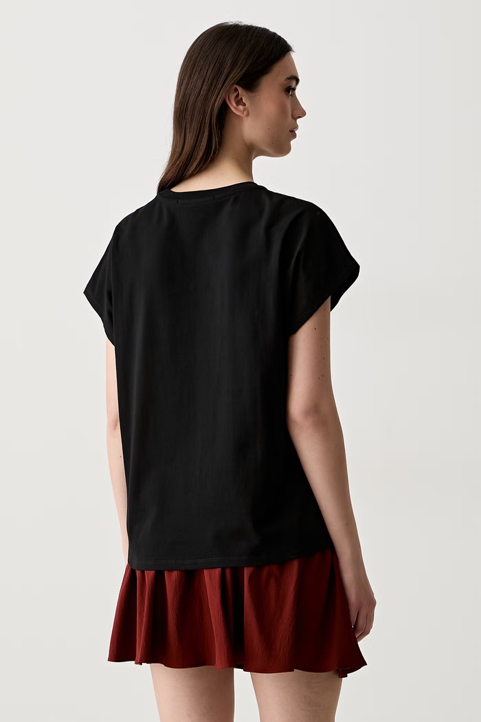 Ρούχα Karl Lagerfeld t-shirt γυναικείο βαμβακερό B3W17070 μαύρο