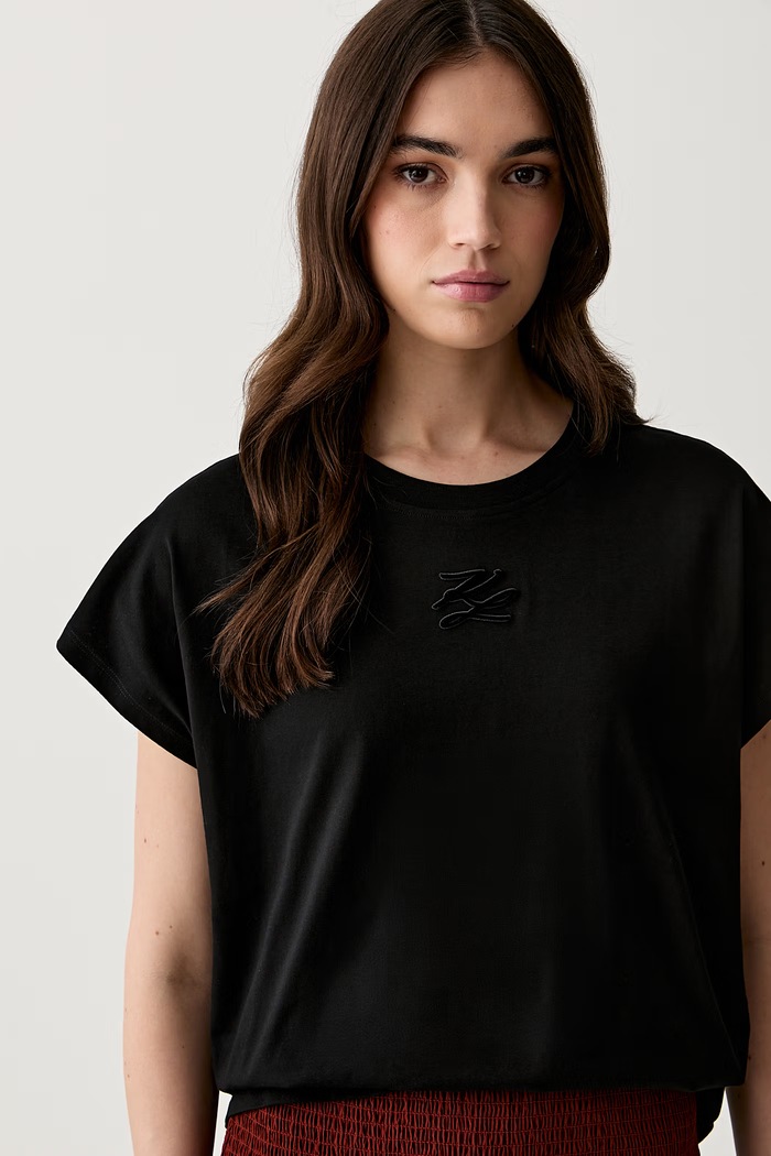 Karl Lagerfeld t-shirt γυναικείο βαμβακερό μαύρο B3W17070