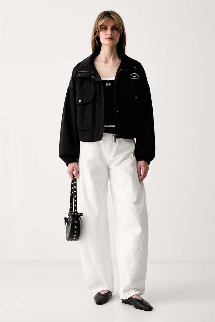 Karl Lagerfeld majica za žene od pamuka s elastanom B3W17071 crna AW26