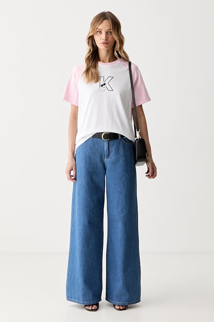 Karl Lagerfeld tričko dámské bavlněné IKON B3W17091 růžová AW26
