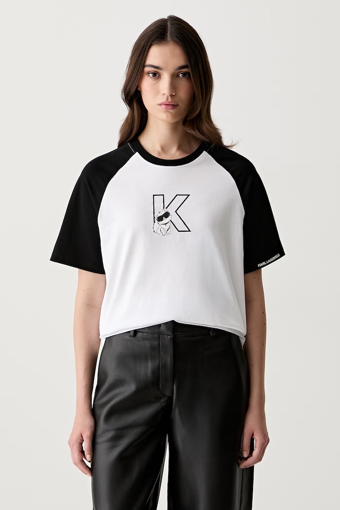 Karl Lagerfeld T-shirt damski bawełniany IKON czarny B3W17091