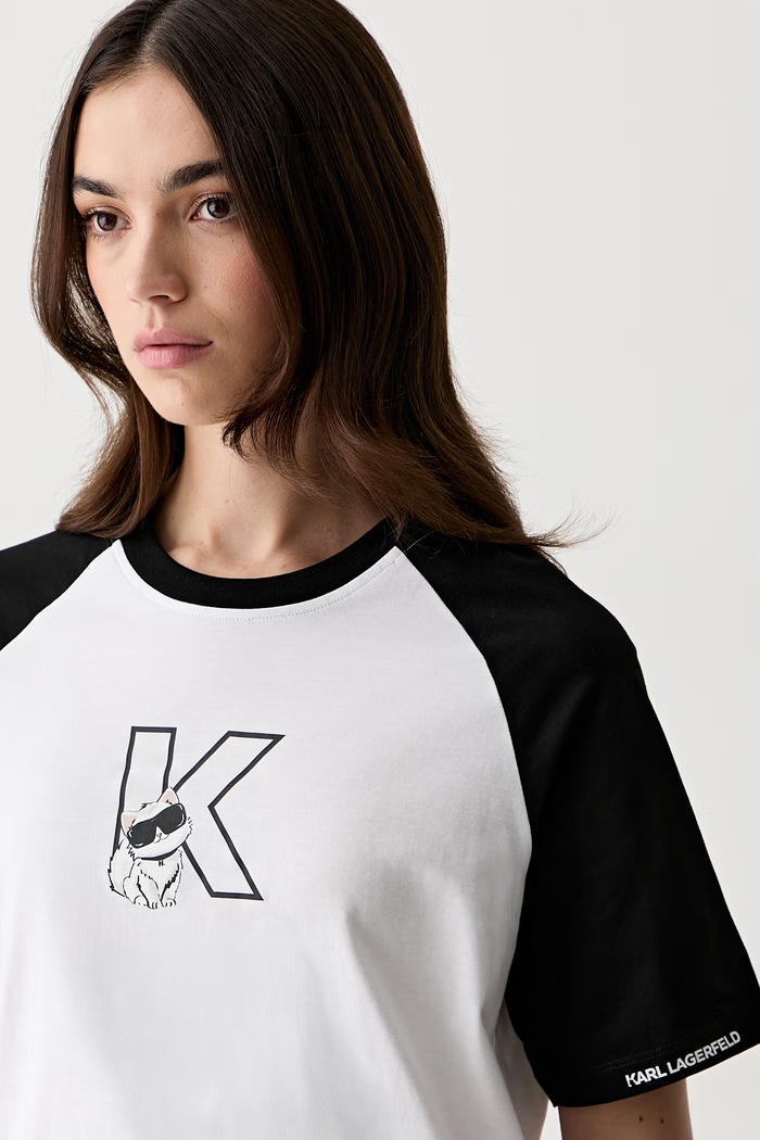 Karl Lagerfeld T-shirt damski bawełniany IKON czarny B3W17091